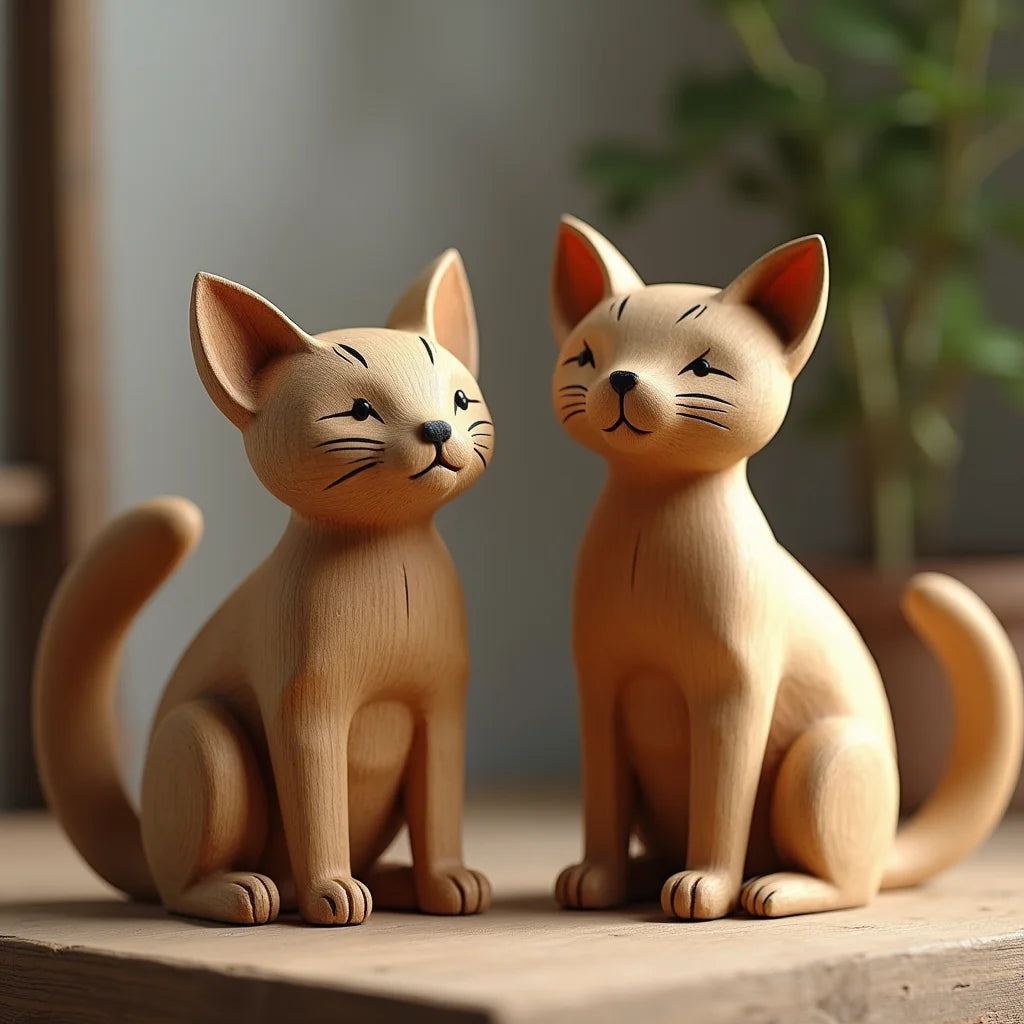 Hand Carved Wooden Cats for Timeless Home Decor Ideas