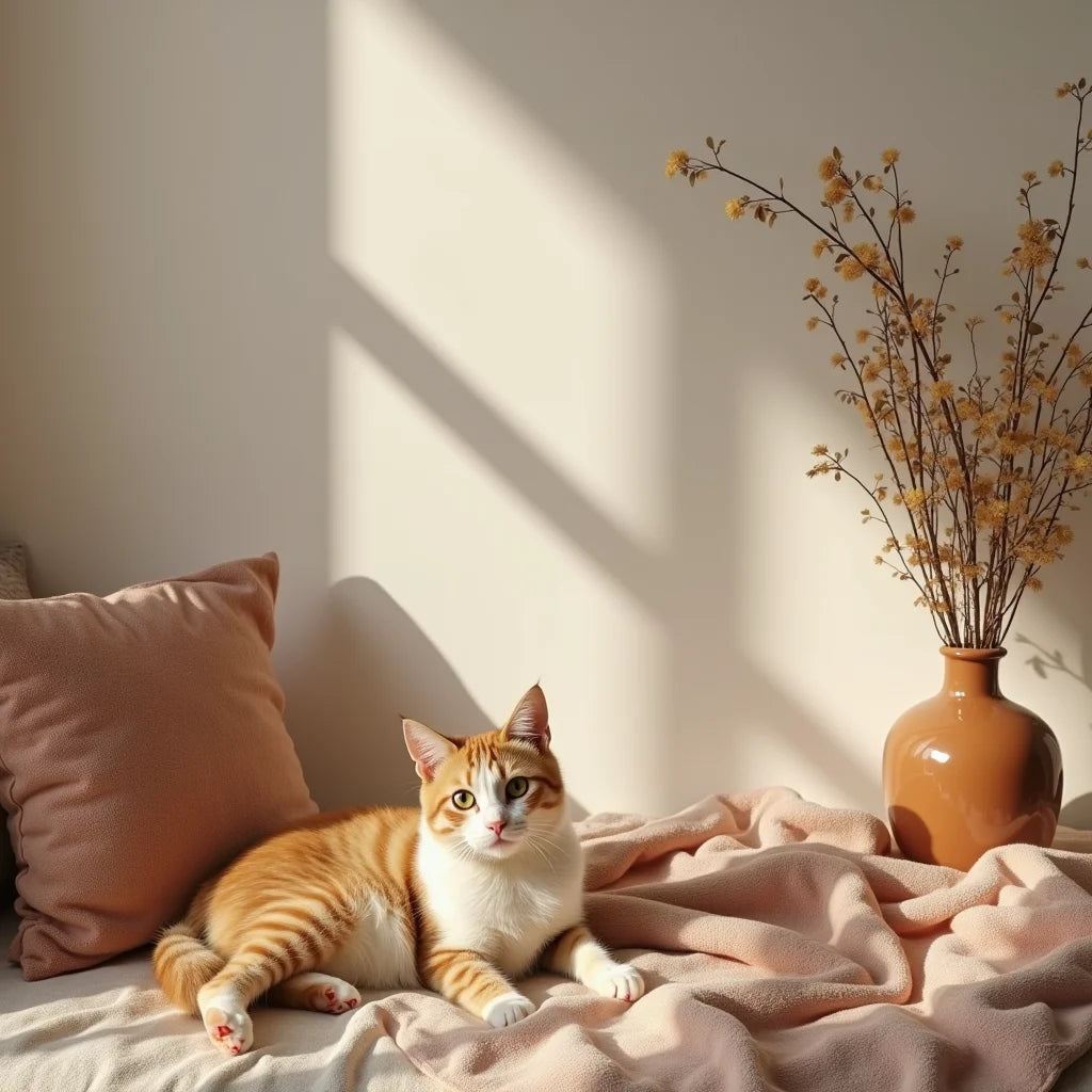 How to curate seasonal cat themed items for a cozy home