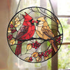 Mr. & Mrs. Cardinal Stained Glass Suncatcher – Handmade Bird Window Hanging Home Decor