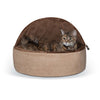 K&H Self-Warming Hooded Kitty Bed – Large Chocolate/Tan Cat Bed (20" × 20" × 12.5")