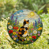 Calico Cat Suncatcher – Wildflower Meadow | Stained Glass Window Decor
